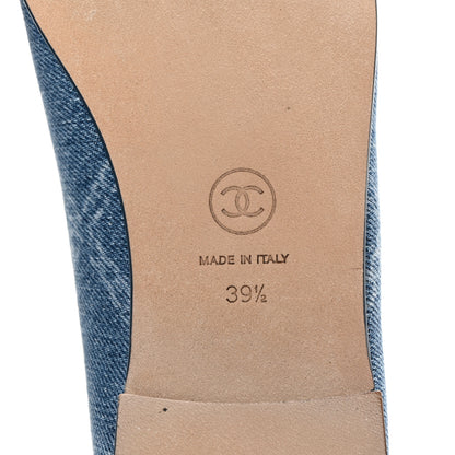 Chanel Denim Printed Cap Toe Ballerina Flats 39.5 Blue 6 of 8
