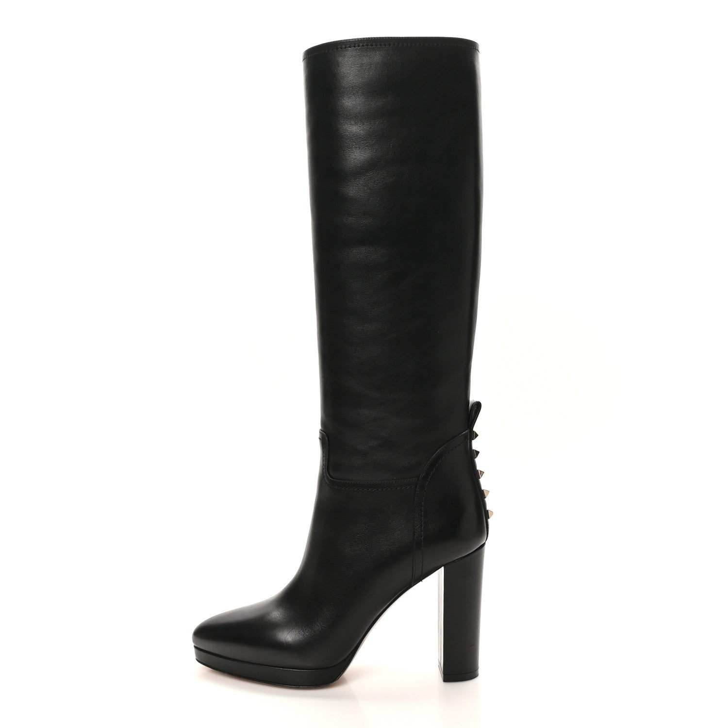 Valentino Garavani Calfskin Rockstud Knee High 100mm Platform Boots 38.5 Black 2 of 15