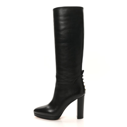 Valentino Garavani Calfskin Rockstud Knee High 100mm Platform Boots 38.5 Black 2 of 15