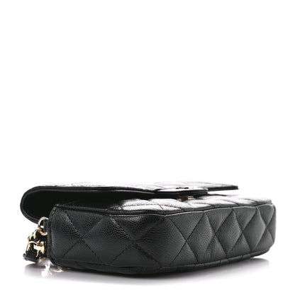 Chanel Caviar Quilted Flap Phone Holder With Chain Black 4 of 13