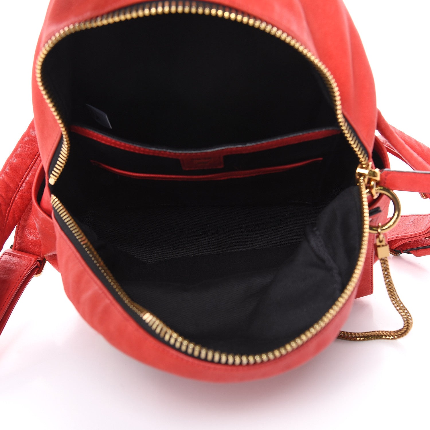 MCM Lambskin Fox Fur Small Stark Insignia Backpack Red 5 of 19