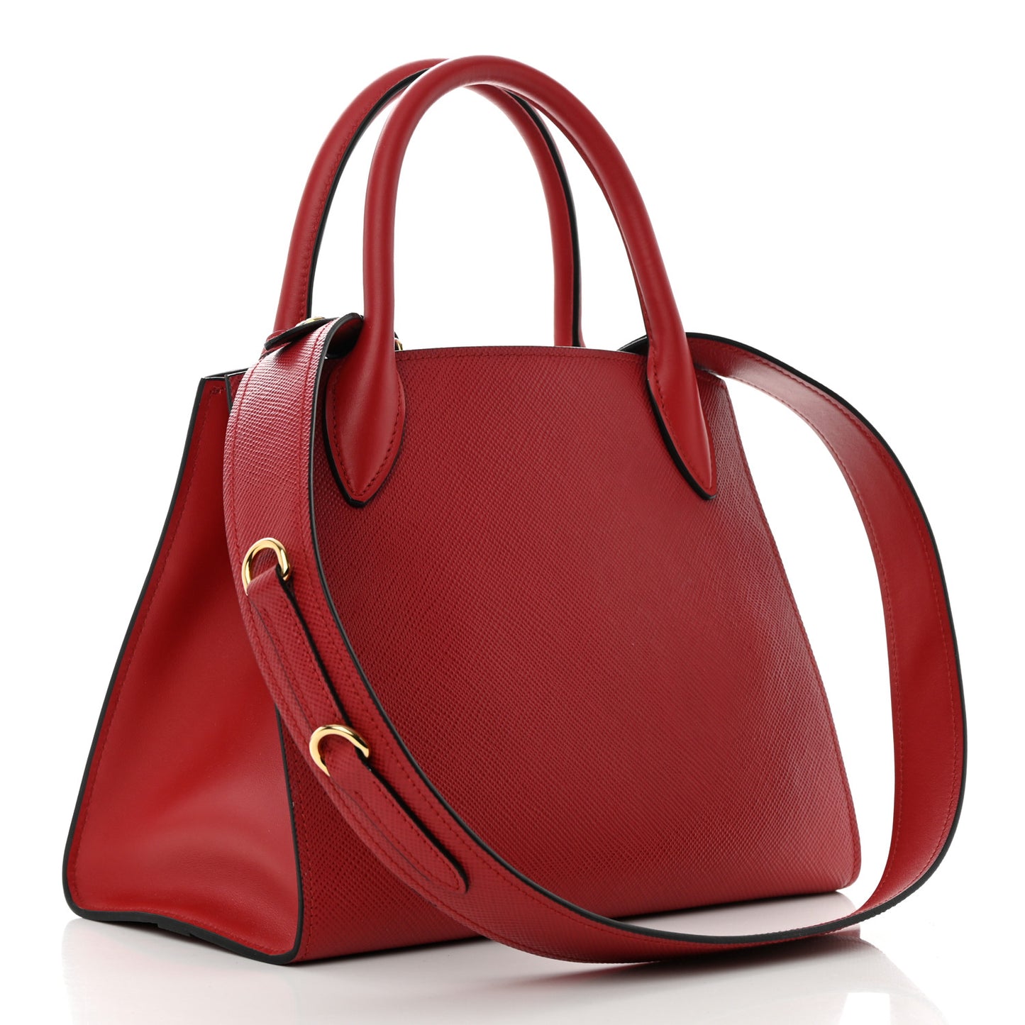 Saffiano Cuir Calfskin Small Monochrome Top Handle Tote Fuoco