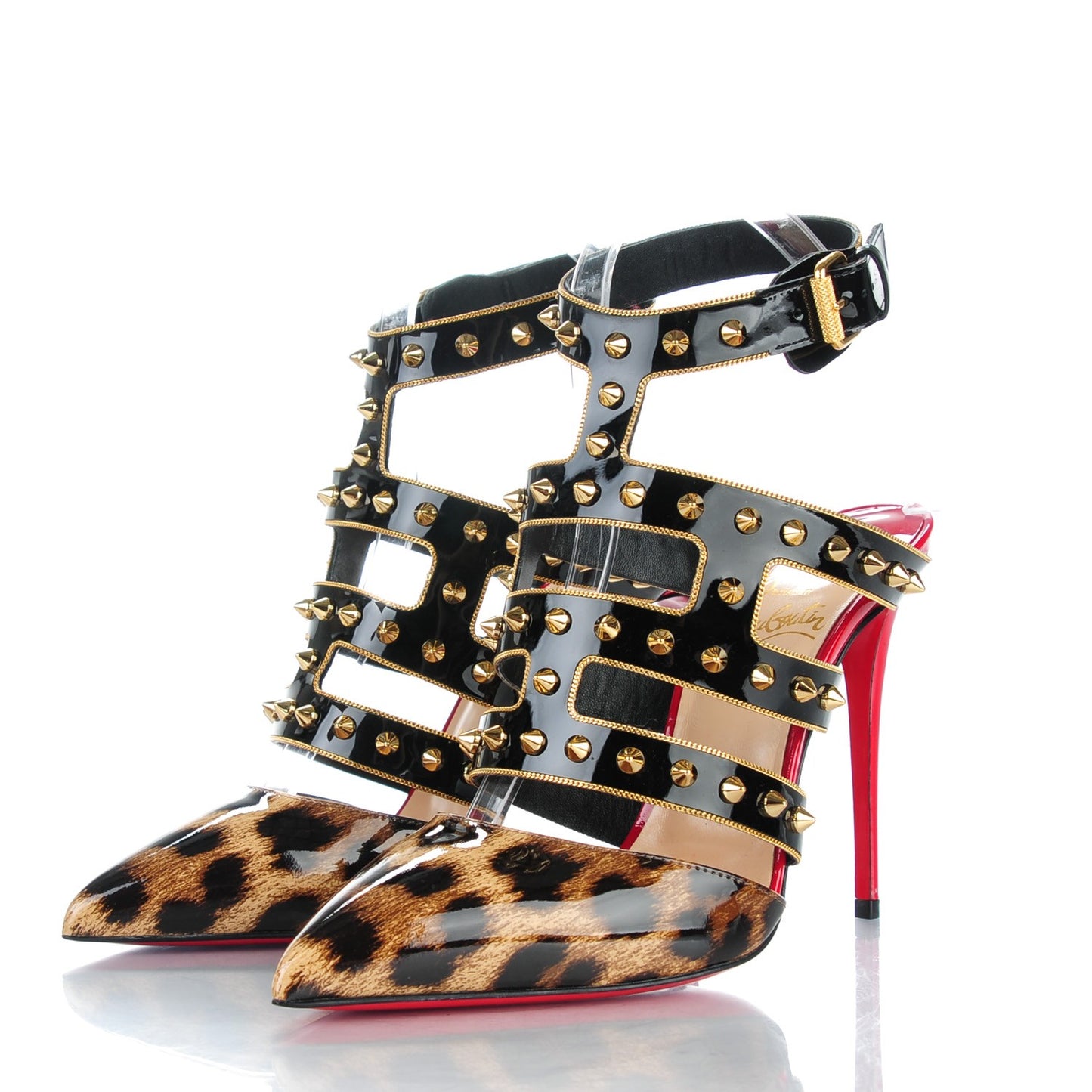 Patent Leopard Print Tchicaboum 100 Pumps 37 Version Brown