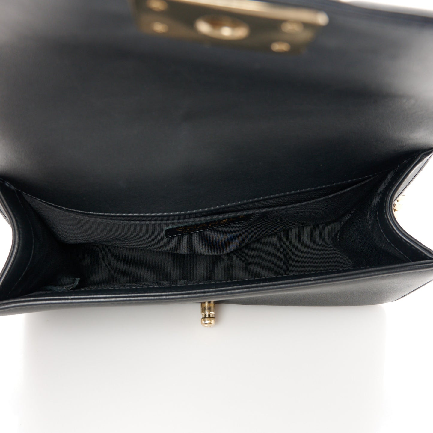 Calfskin Chevron Quilted Medium Boy Flap Black