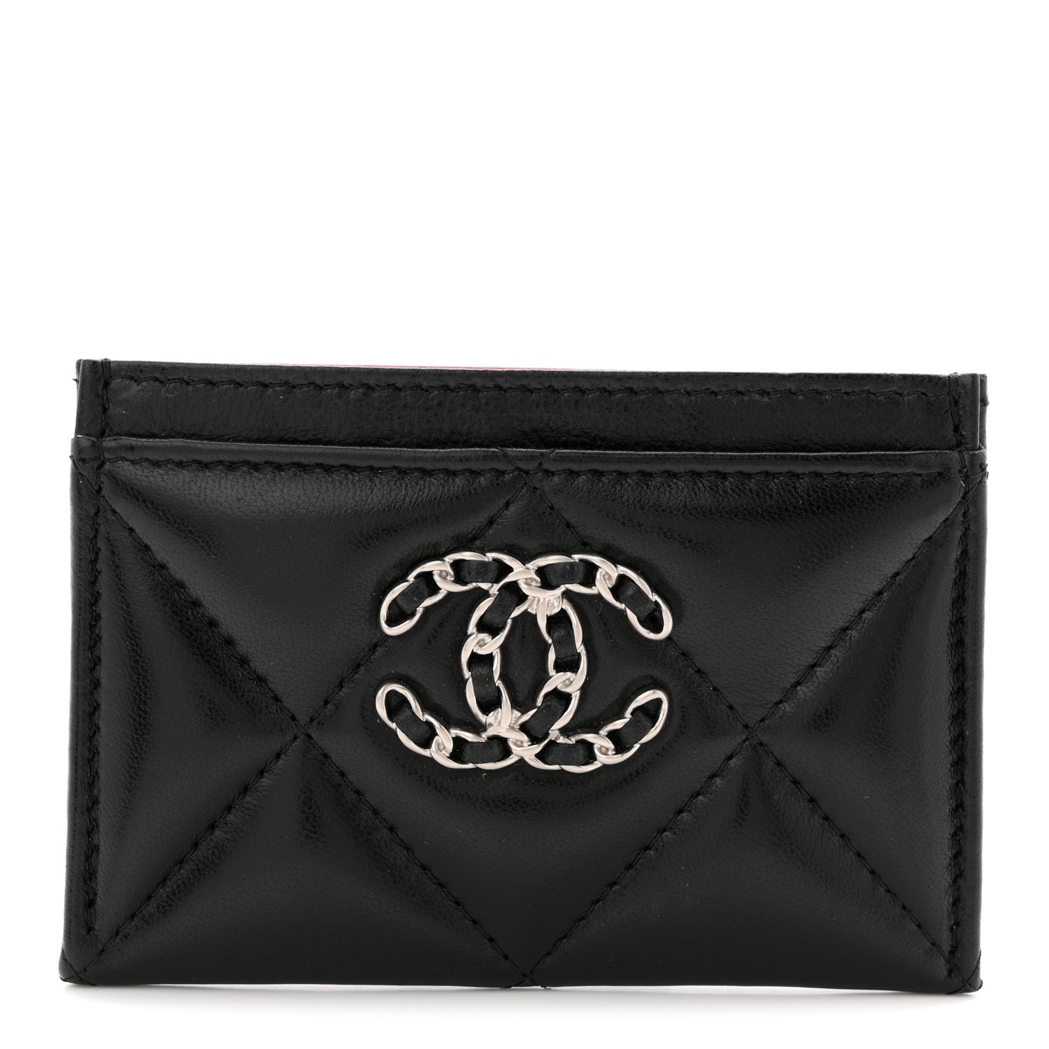 Chanel Lambskin Quilted Chanel 19 Card Holder Black 1 of 8