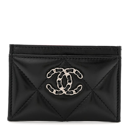 Chanel Lambskin Quilted Chanel 19 Card Holder Black 1 of 8