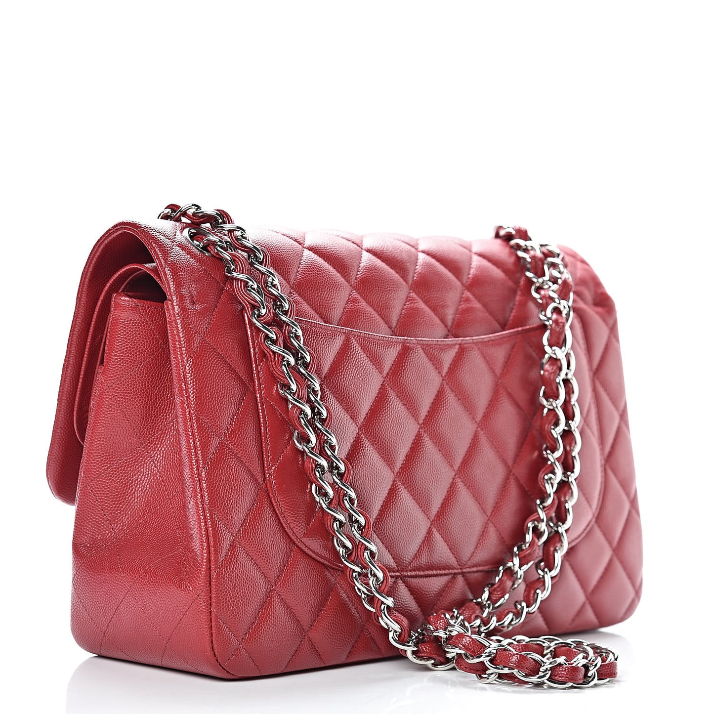 Caviar Quilted Jumbo Double Flap Red