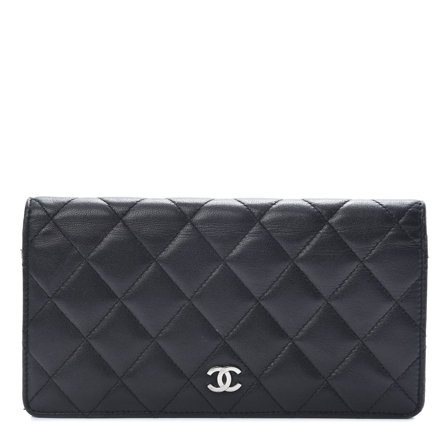 Lambskin Quilted Yen Wallet Black