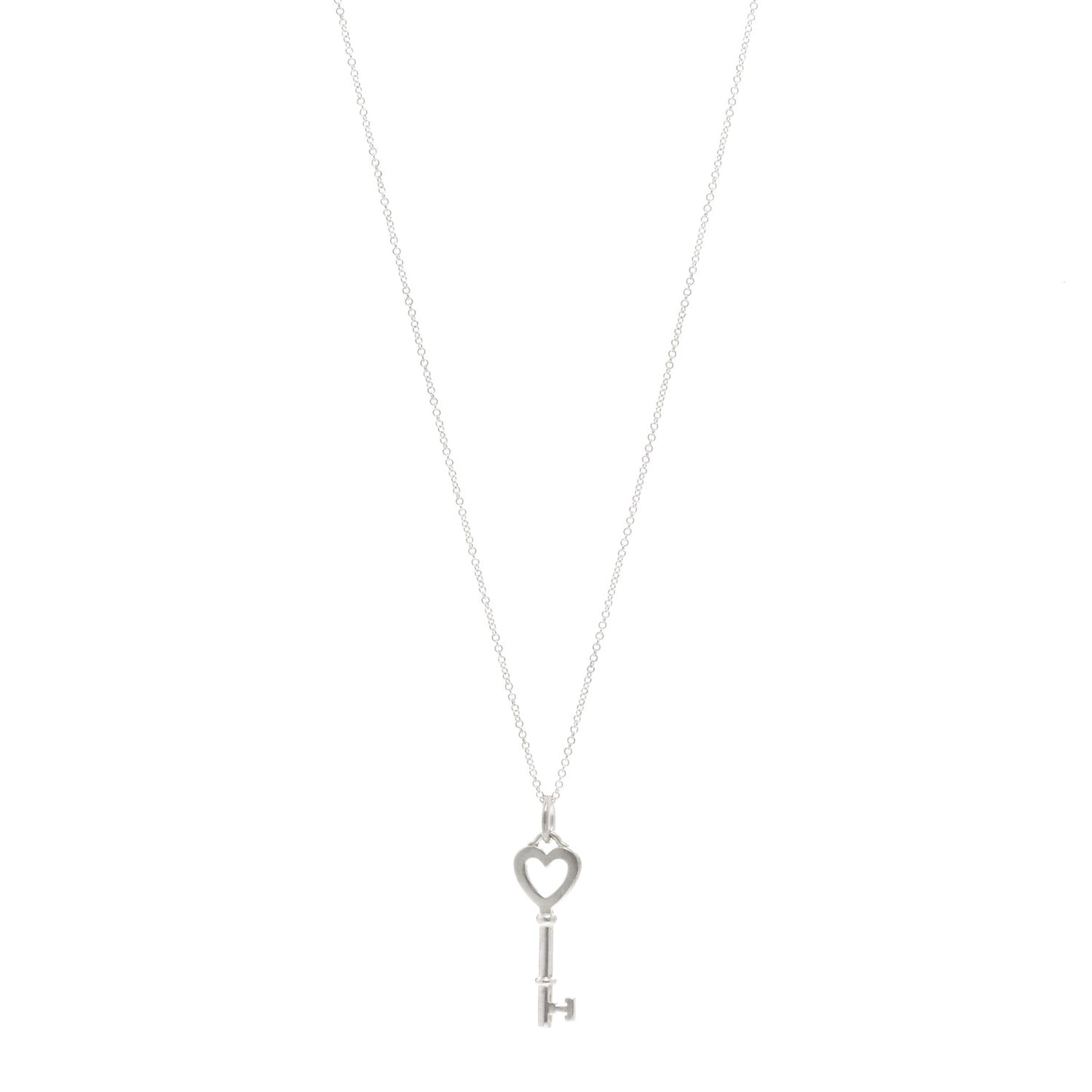 Sterling Silver Small Heart Key Pendant Necklace