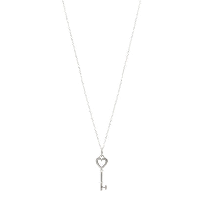 Tiffany Sterling Silver Small Heart Key Pendant Necklace 1 of 4