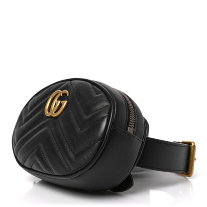 Gucci Calfskin Matelasse GG Marmont Belt Bag 85 34 Black 9 of 9