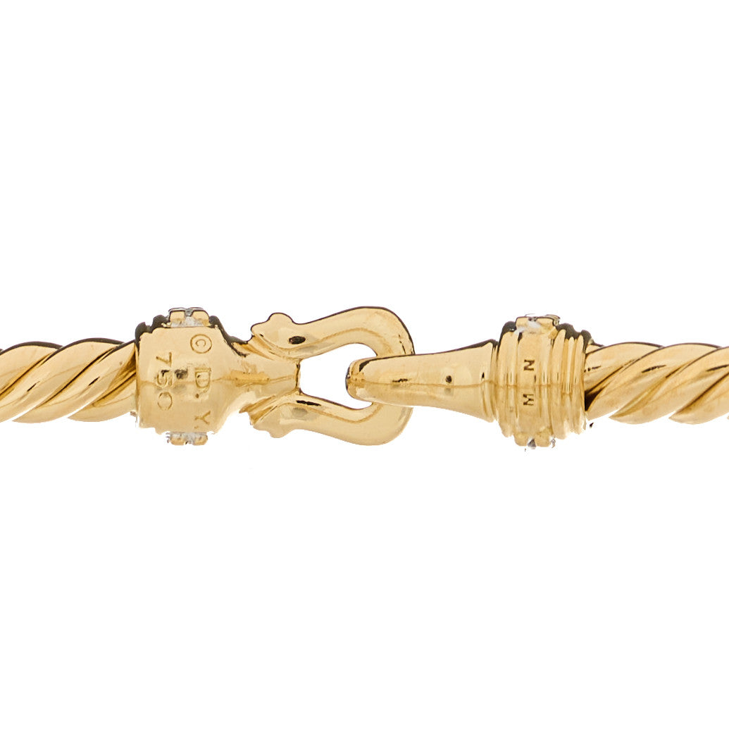 18K Yellow Gold Diamond 2.6mm Cable Collectibles Buckle Bracelet