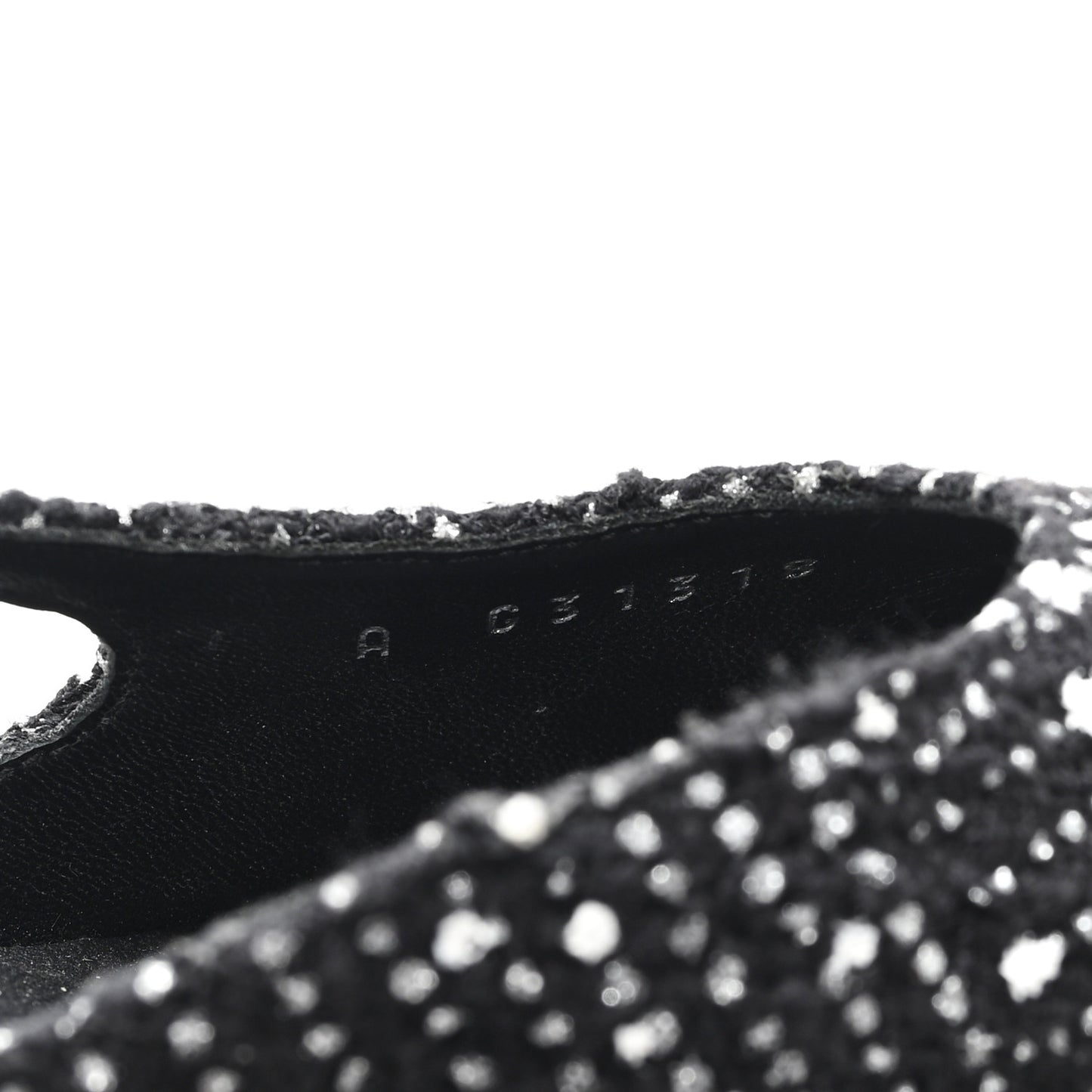 Tweed Polkadot Grosgrain Cap Toe CC Slingback Pumps 36 Black White Silver