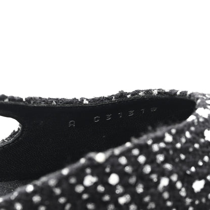 Chanel Tweed Polkadot Grosgrain Cap Toe CC Slingback Pumps 36 Black White Silver 9 of 9