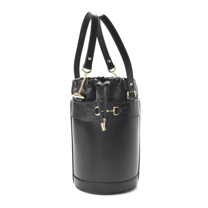 Gucci Azalea Sakai Calfskin Small Horsebit 1955 Drawstring Bucket Bag Black 1 of 10