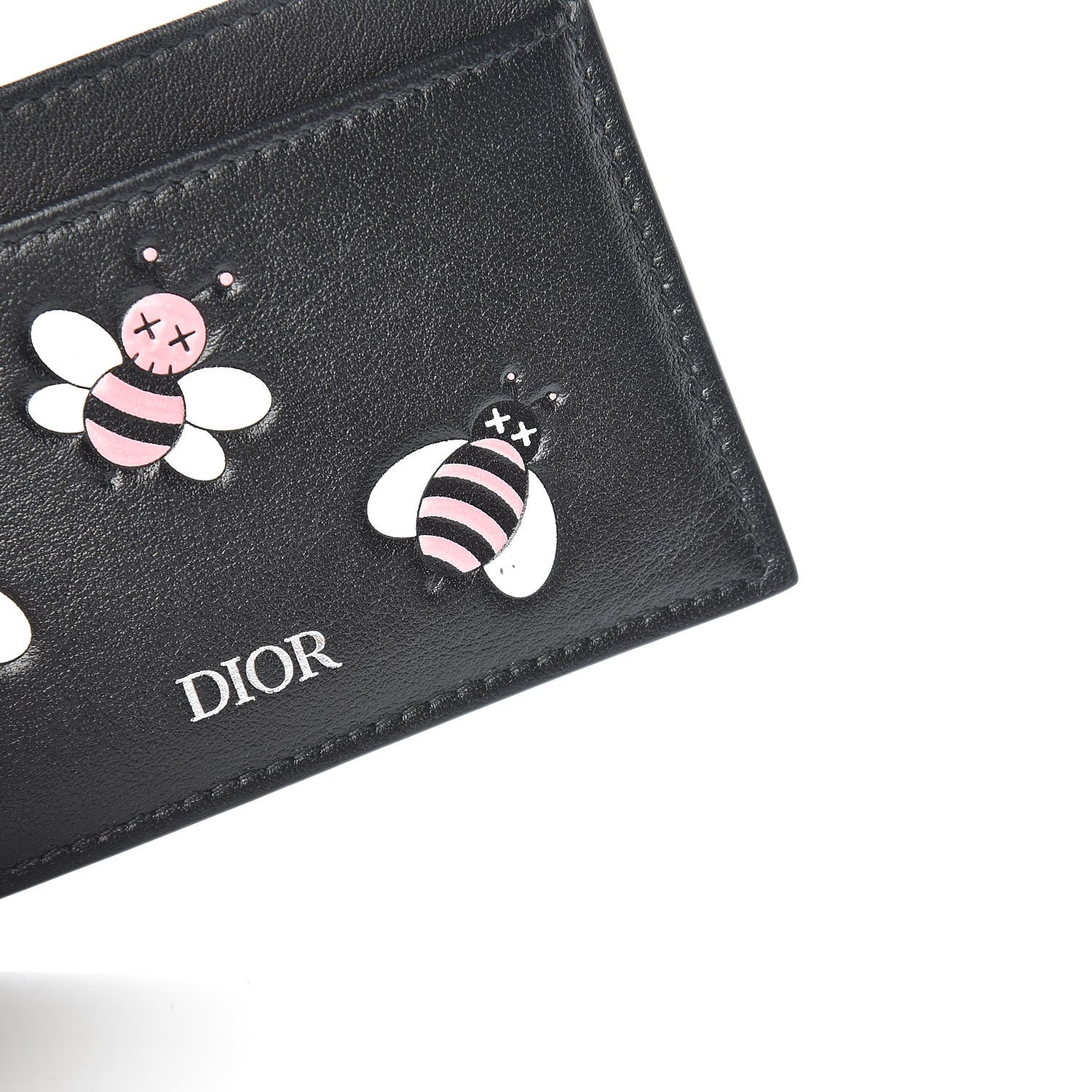Christian Dior x KAWS Calfskin Bee Card Holder Pink Black 9 of 10