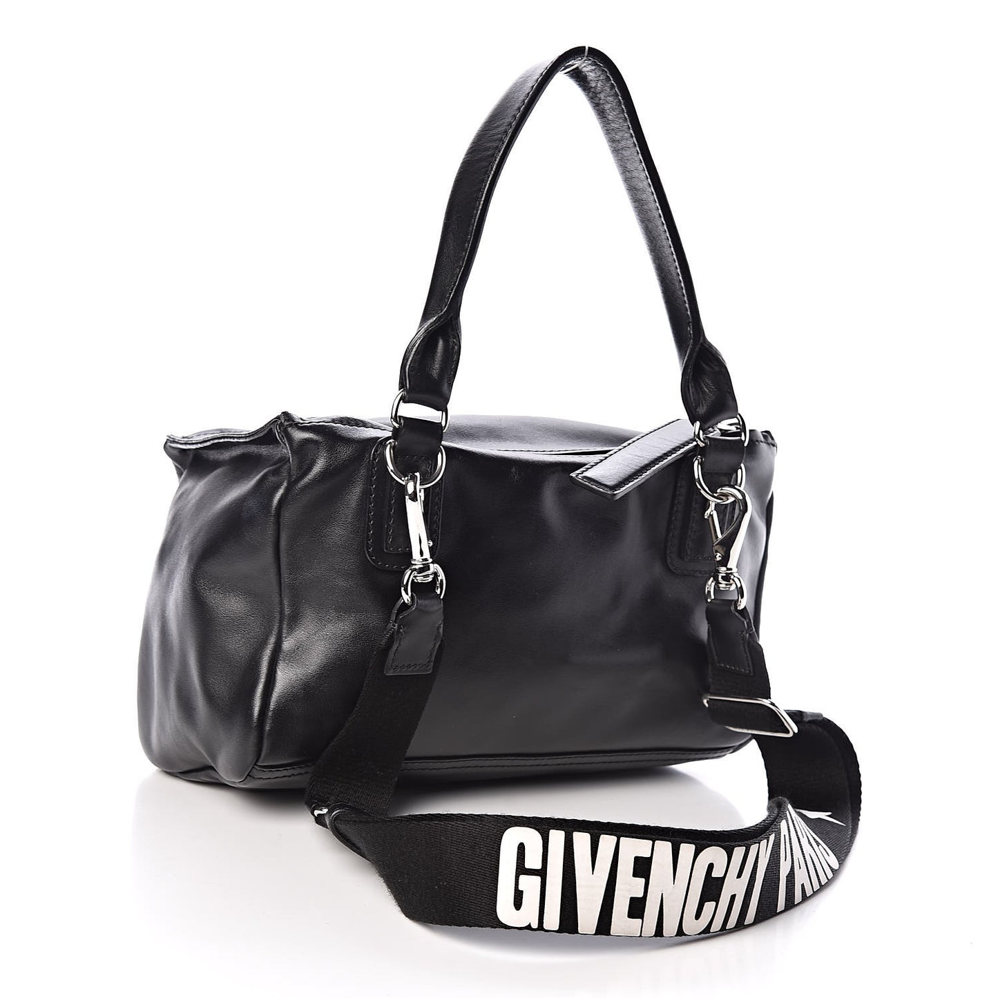 Calfskin Small Pandora Logo Strap Black