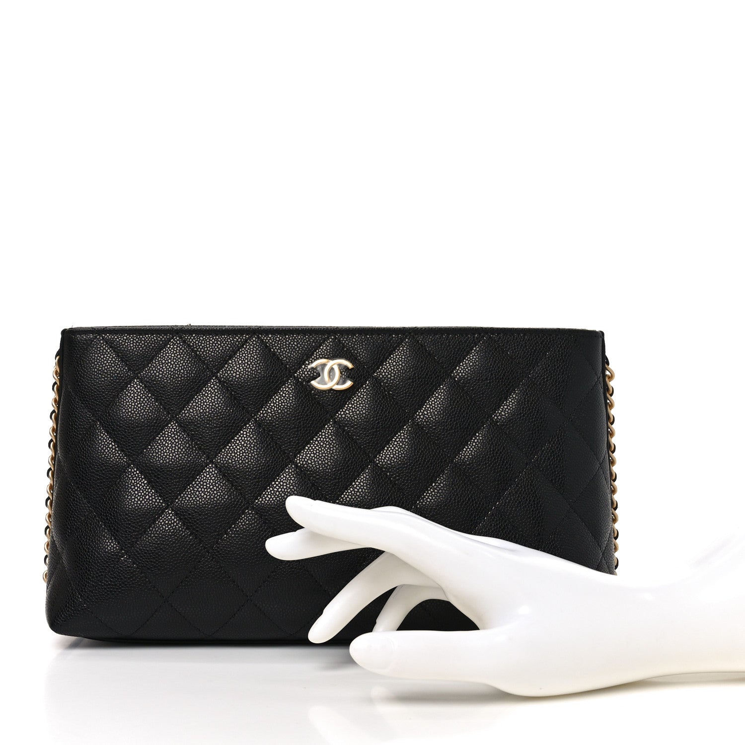 Chanel Shiny Caviar Quilted Chain Pouch Black 2 of 10