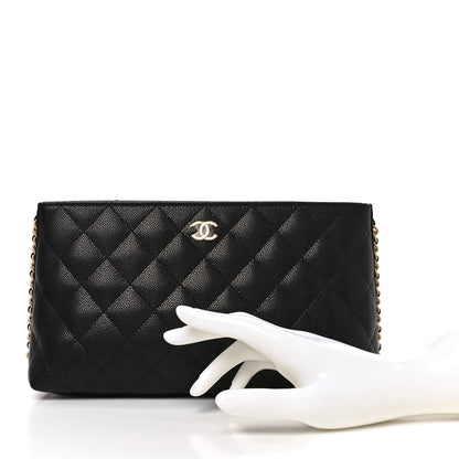 Chanel Shiny Caviar Quilted Chain Pouch Black 2 of 10
