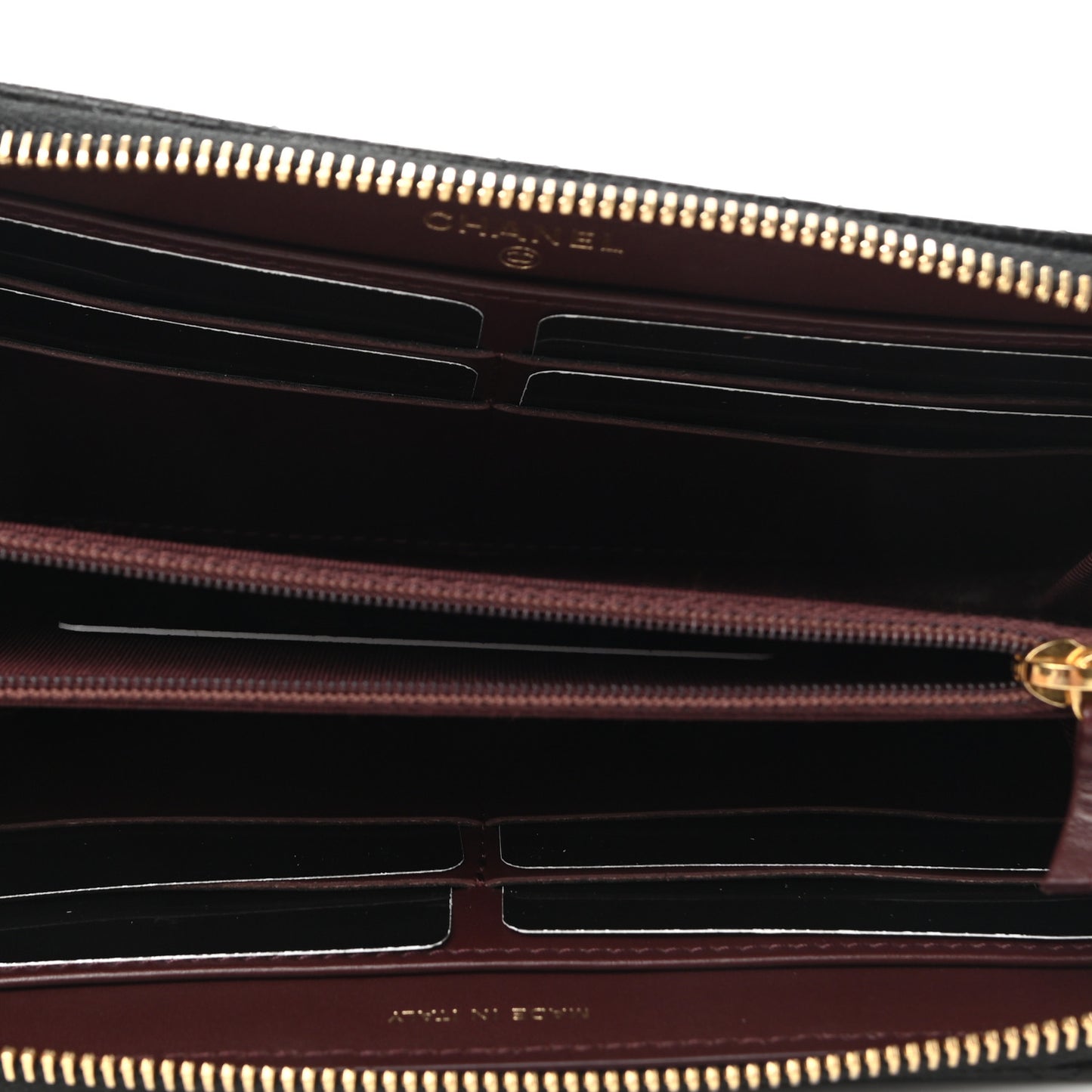 Caviar Quilted Large Gusset Zip Around Wallet Black