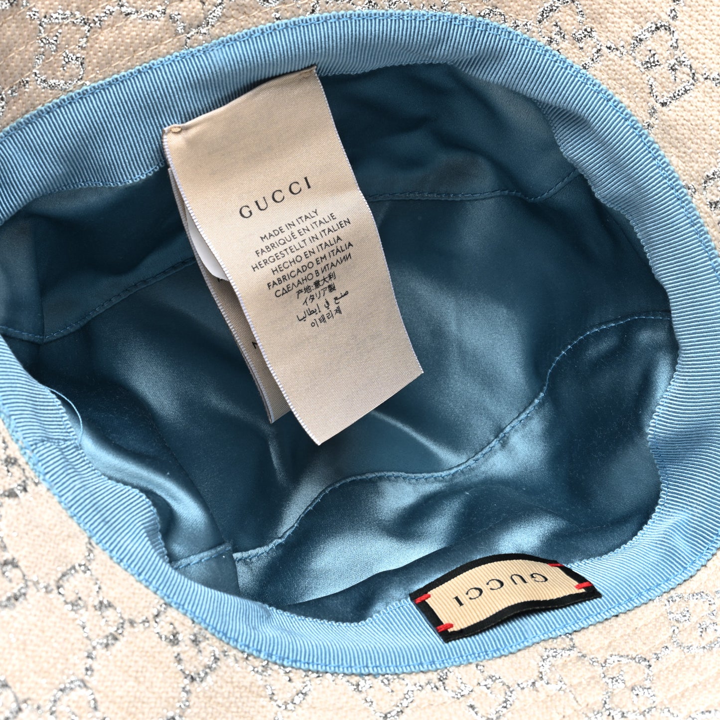Canvas Lame GG Monogram Bucket Hat S Silver