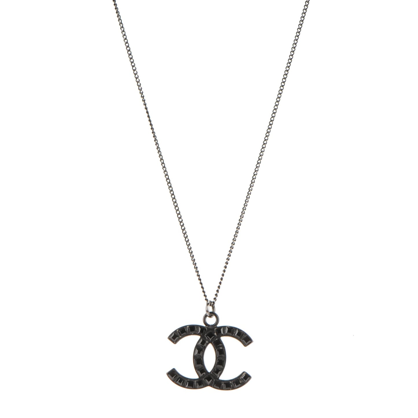 Ruthenium Baguette Crystal CC Necklace Black