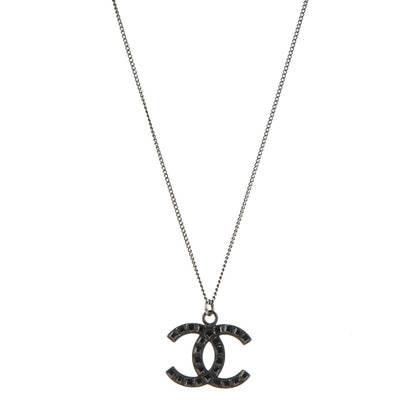 Chanel Ruthenium Baguette Crystal CC Necklace Black 1 of 4