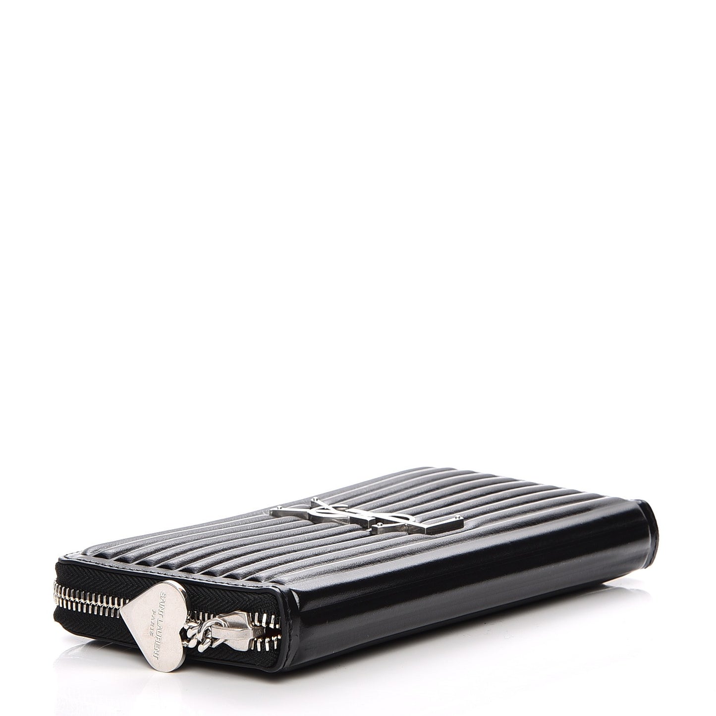Ribbed Calfskin Opium Monogram Zip Around Wallet Black