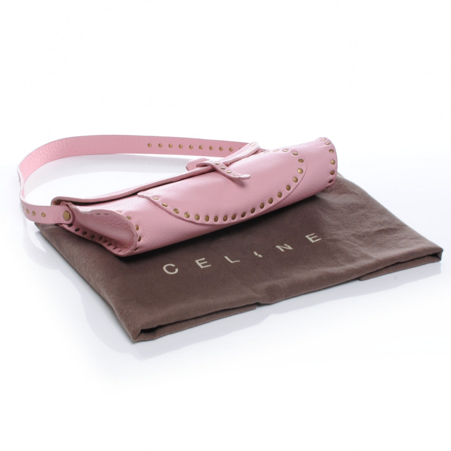 Celine Leather Studded Shoulder Bag Pink 4 of 8