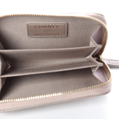 Chanel Iridescent Caviar Quilted Zip Around Coin Purse Beige 5 of 8