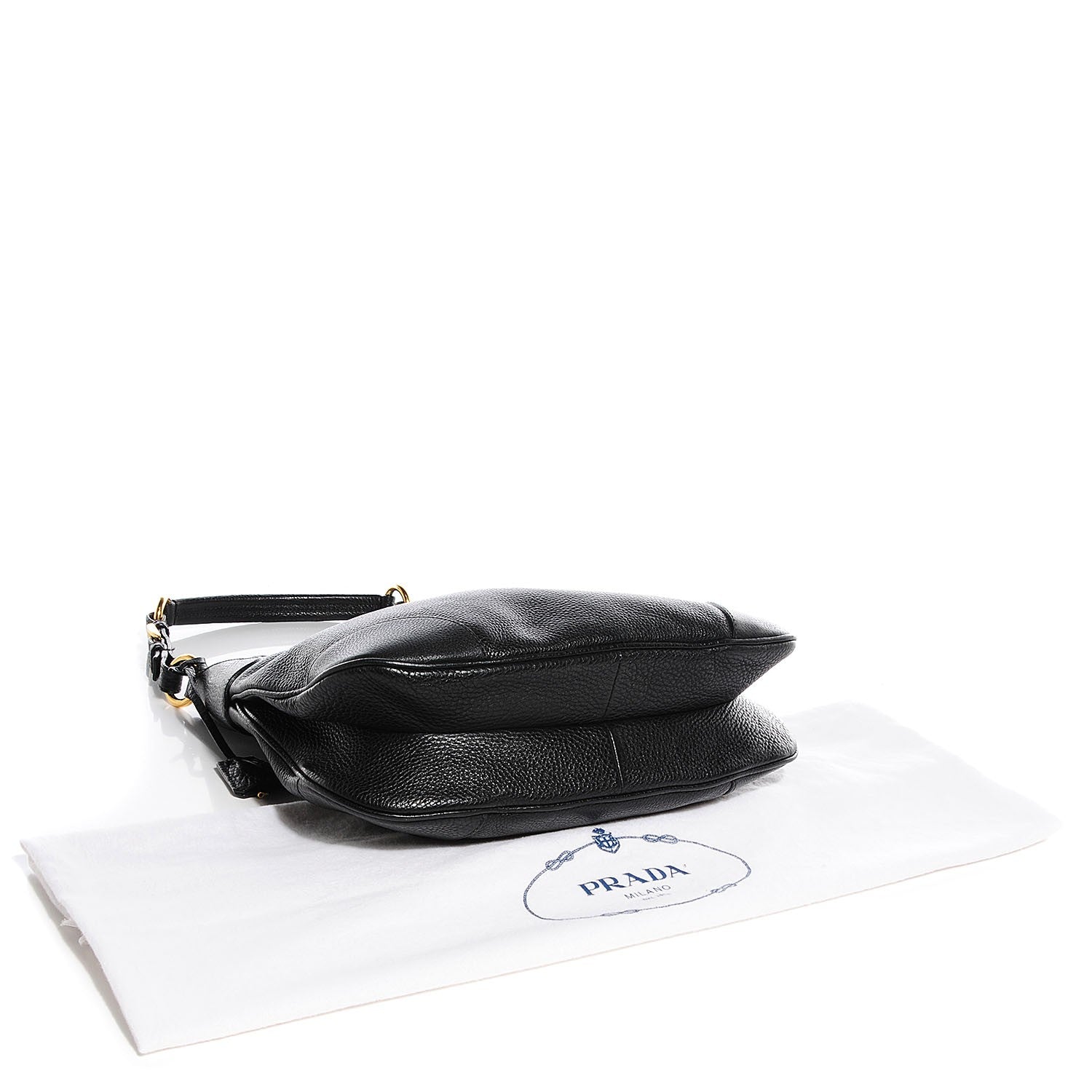 Prada Vitello Daino Pushlock Hobo Black 4 of 8