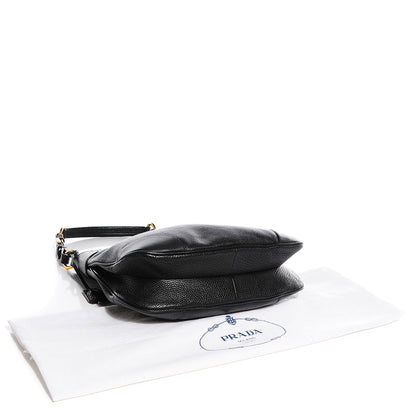 Prada Vitello Daino Pushlock Hobo Black 4 of 8
