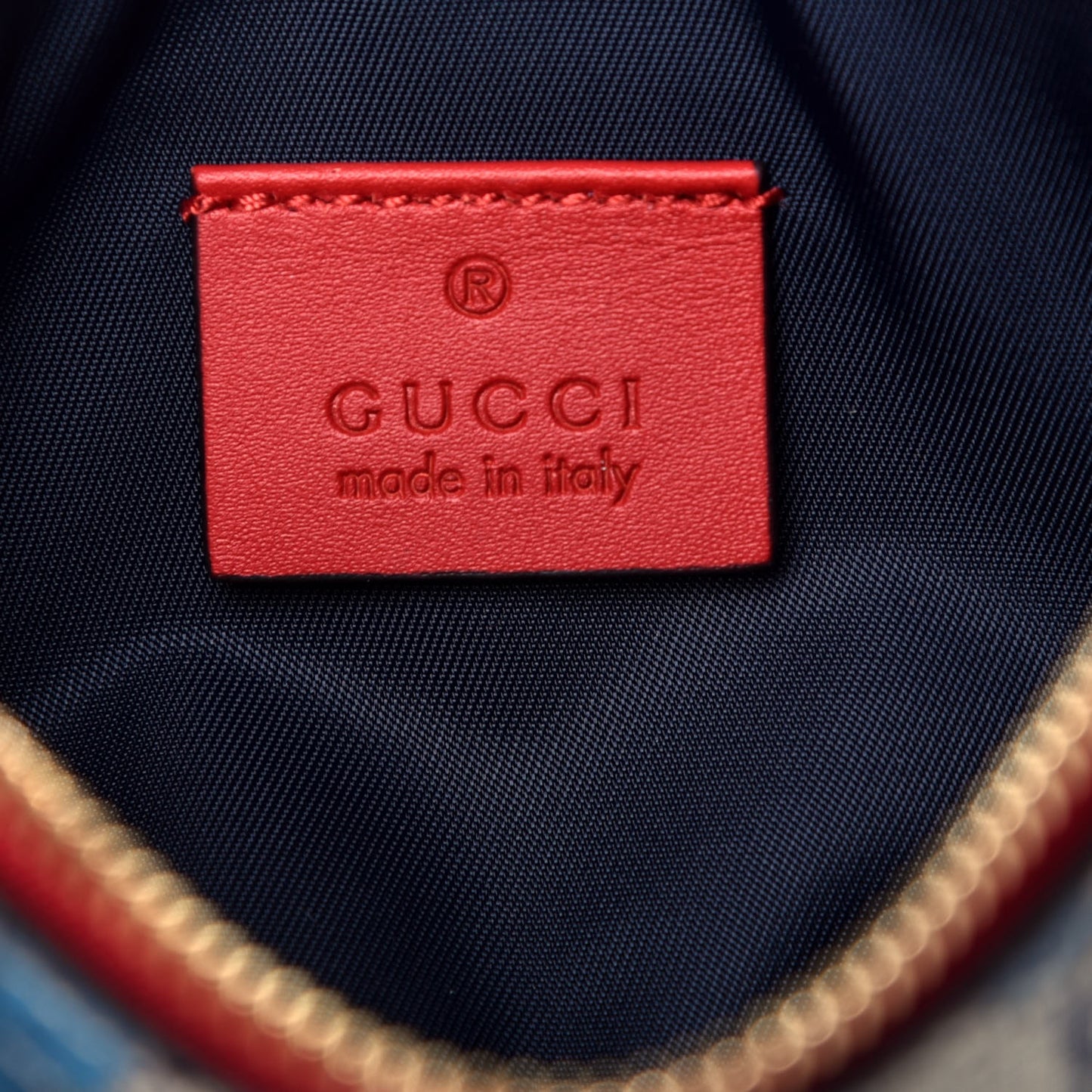 GG Supreme Monogram Blooms Mini Chain Bag Beige Blue Navy Hibiscus Red