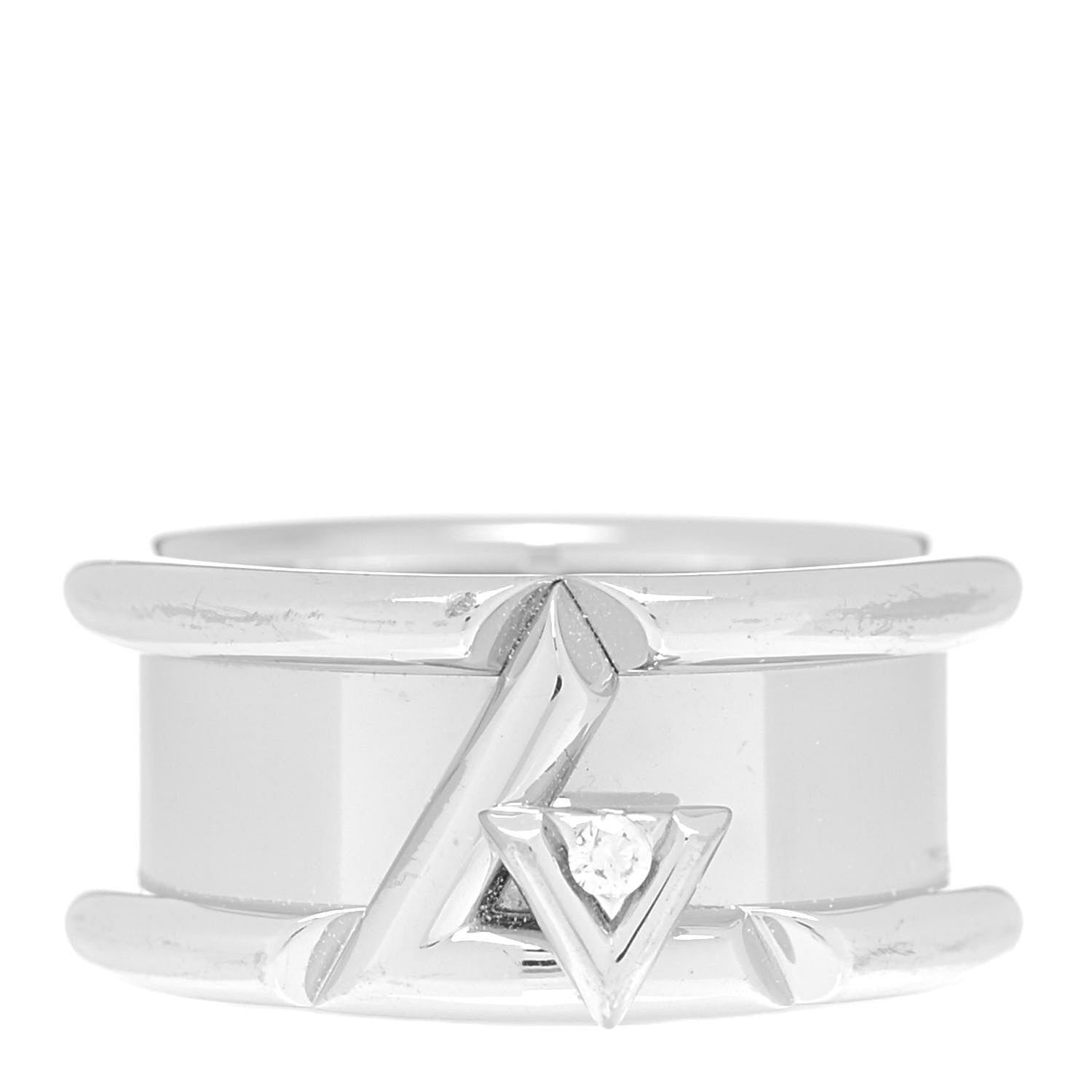 Louis Vuitton 18K White Gold Diamond Volt One Band Ring 53 6.25 1 of 6