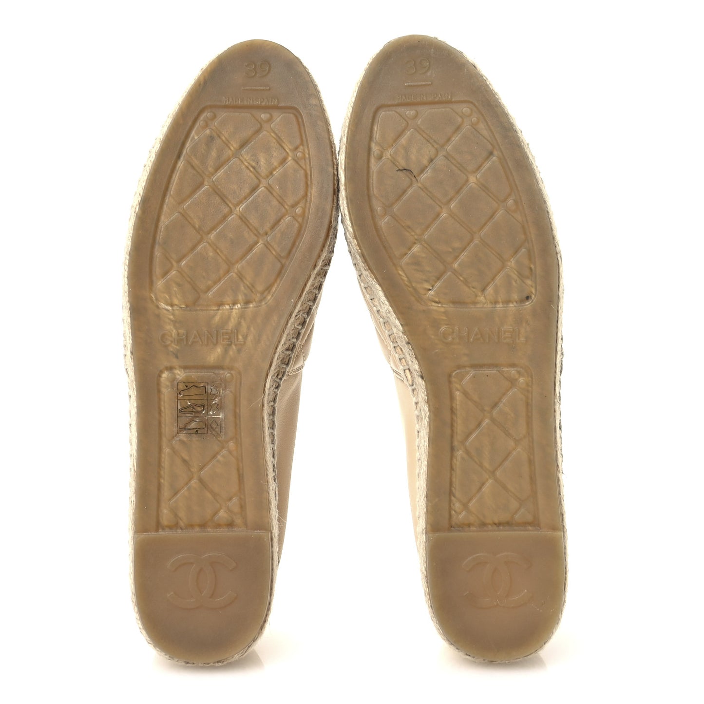 Lambskin Quilted CC Espadrilles 39 Beige