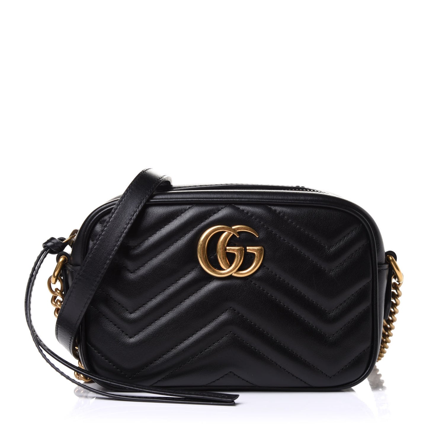 Calfskin Matelasse Mini GG Marmont Chain Shoulder Bag Black