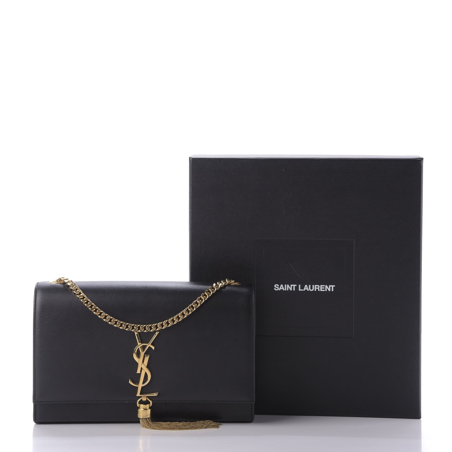 Saint Laurent Smooth Calfskin Medium Classic Monogram Kate Tassel Satchel Black 12 of 12