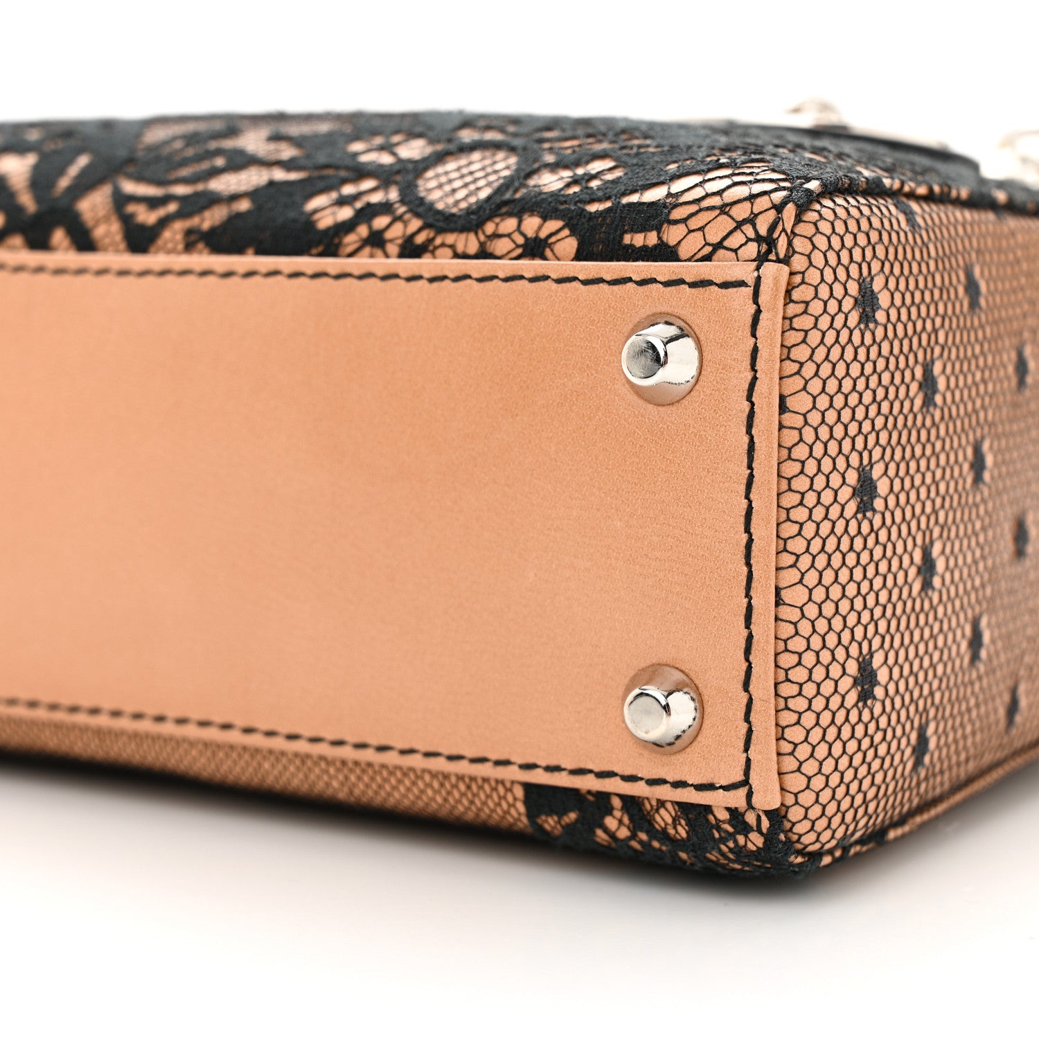 Christian Dior CHRISTIAN DIOR Lace Lambskin Mini Lady Dior Beige Black 9 of 9