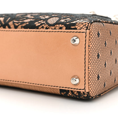 Christian Dior CHRISTIAN DIOR Lace Lambskin Mini Lady Dior Beige Black 9 of 9