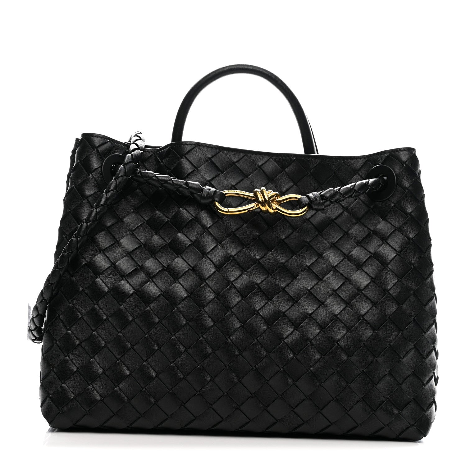 Bottega Veneta Nappa Intrecciato Medium Andiamo Shoulder Bag Black 1 of 8