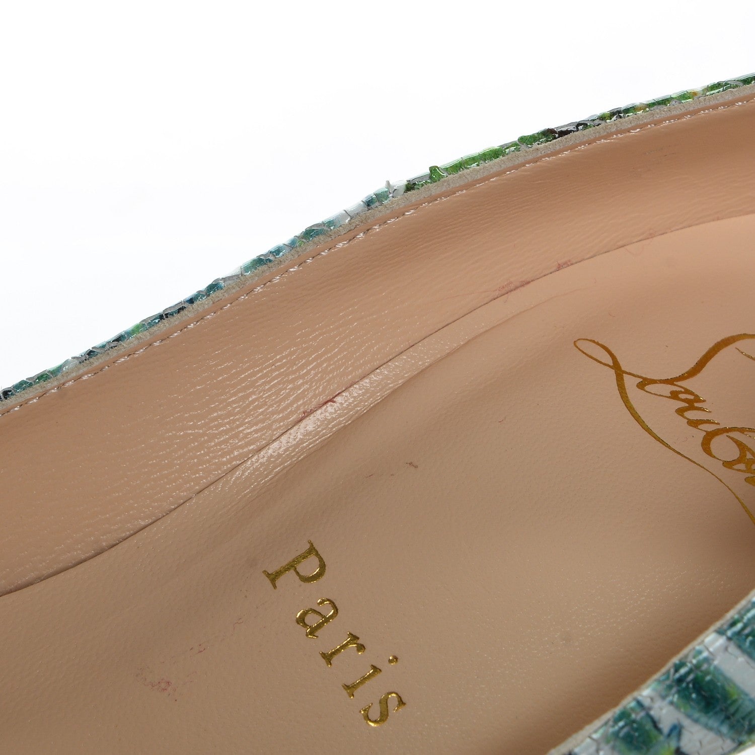 Christian Louboutin Crackled Calfskin Hawaiian Print So Kate 120 Pumps 36.5 White 8 of 10