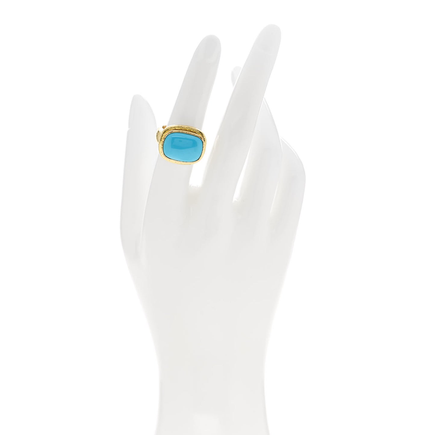 18K Yellow Gold Turquoise Ring 52 6