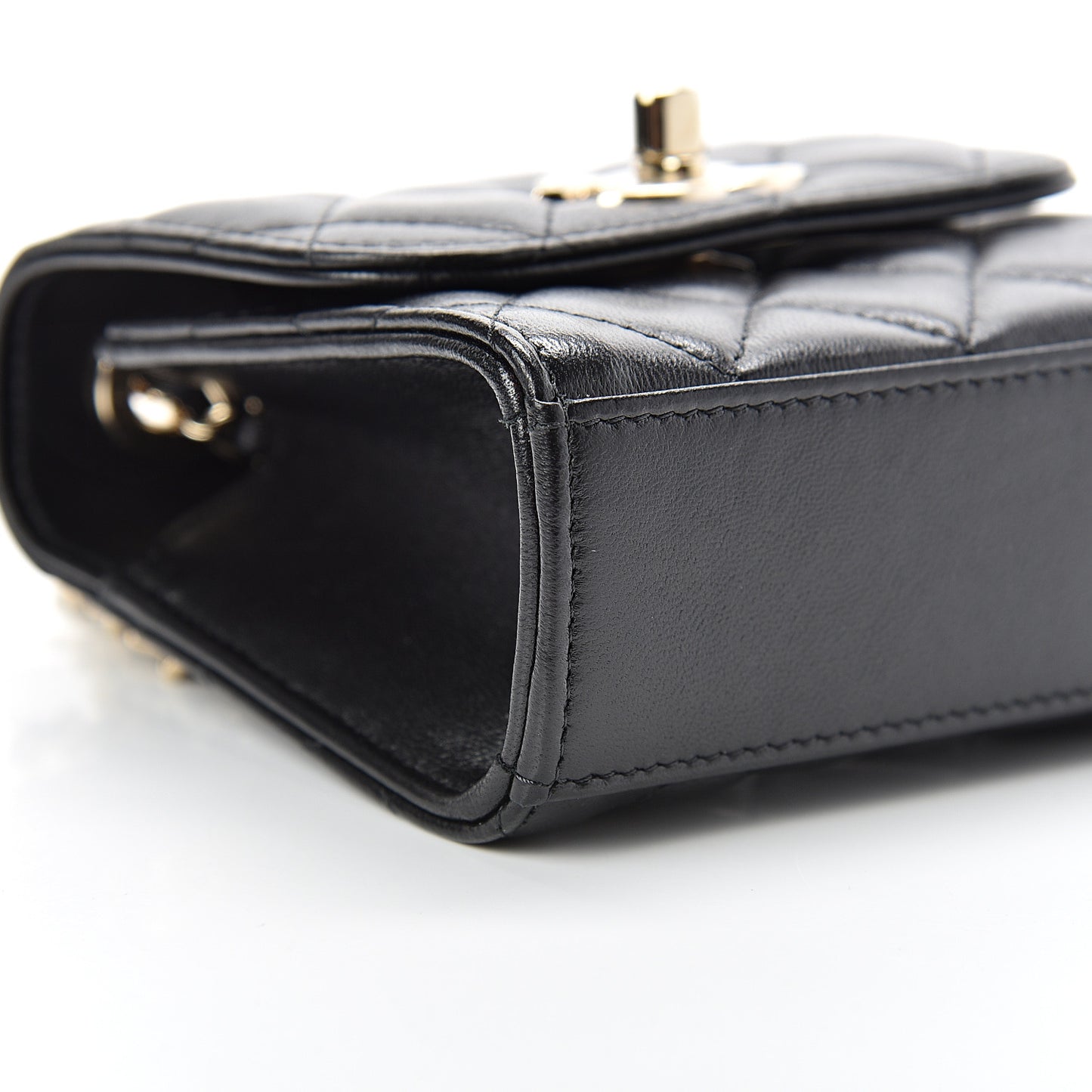 Lambskin Quilted Mini Trendy CC Chain Wallet Black