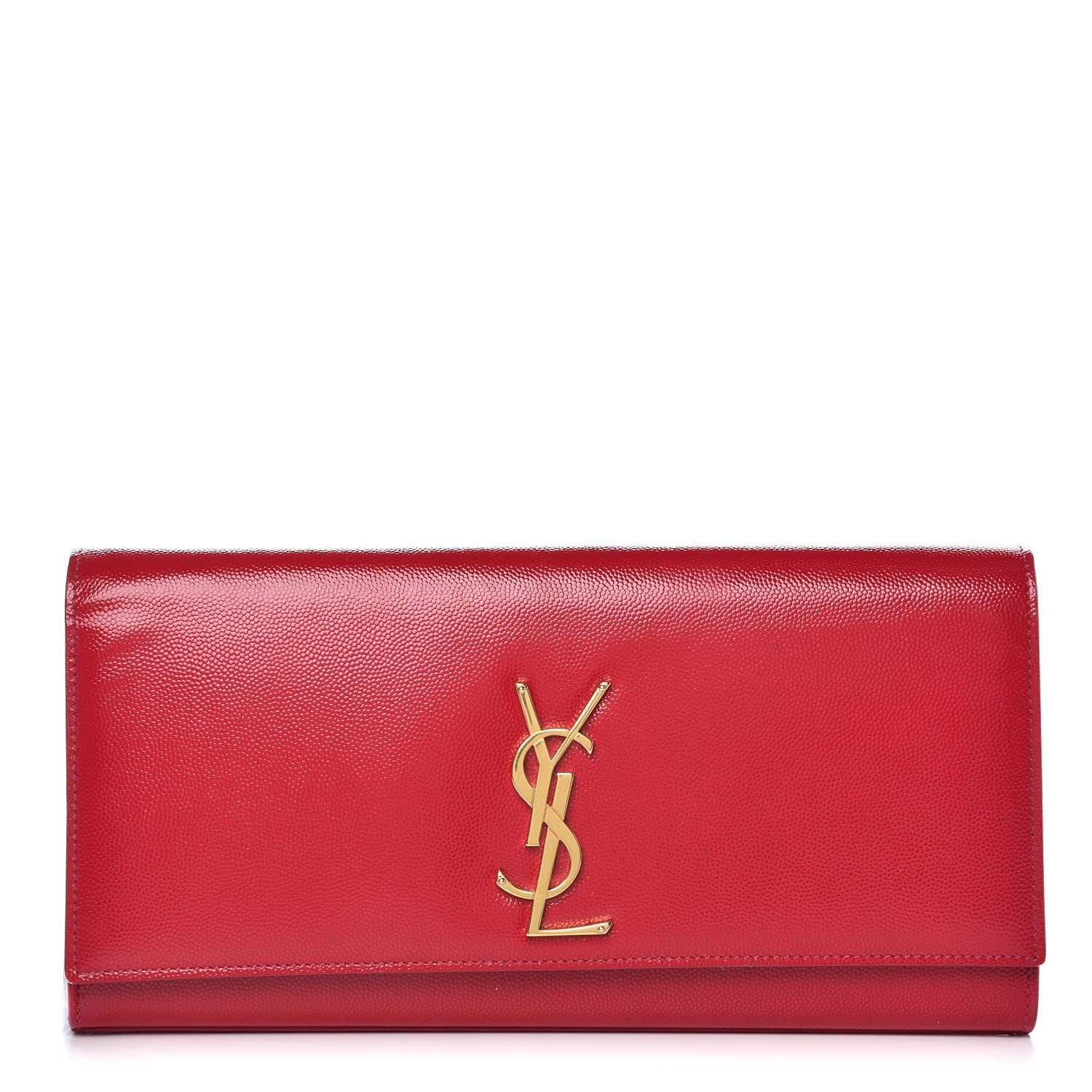 Saint Laurent Patent Grain De Poudre Classic Monogram Cassandre Clutch Fuchsia 1 of 11