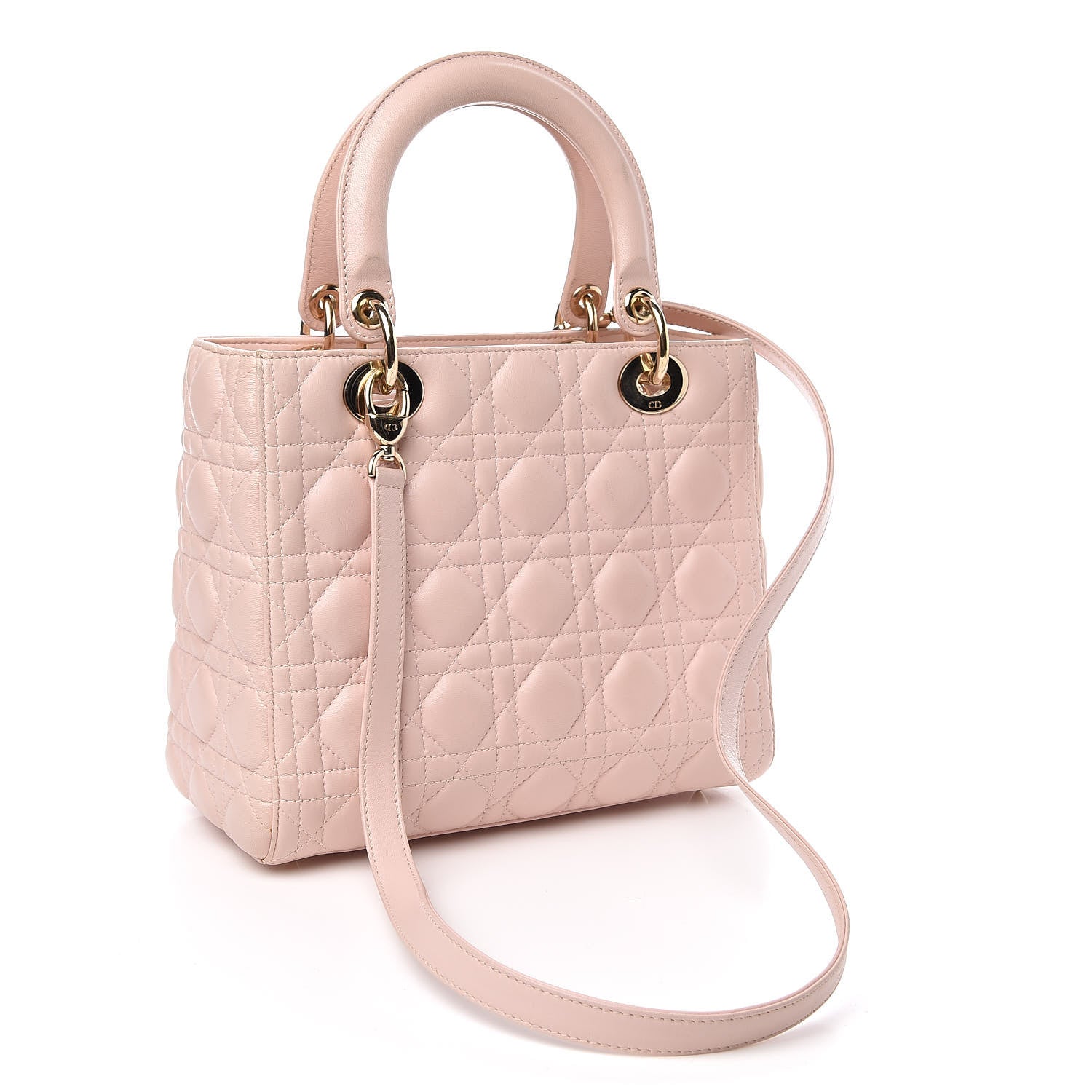Christian Dior Lambskin Cannage Medium Lady Dior Light Pink 3 of 16