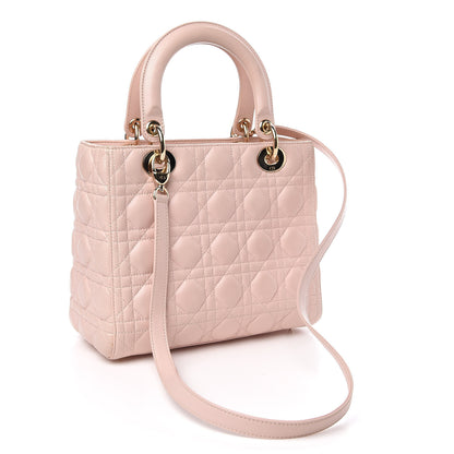 Christian Dior Lambskin Cannage Medium Lady Dior Light Pink 3 of 16