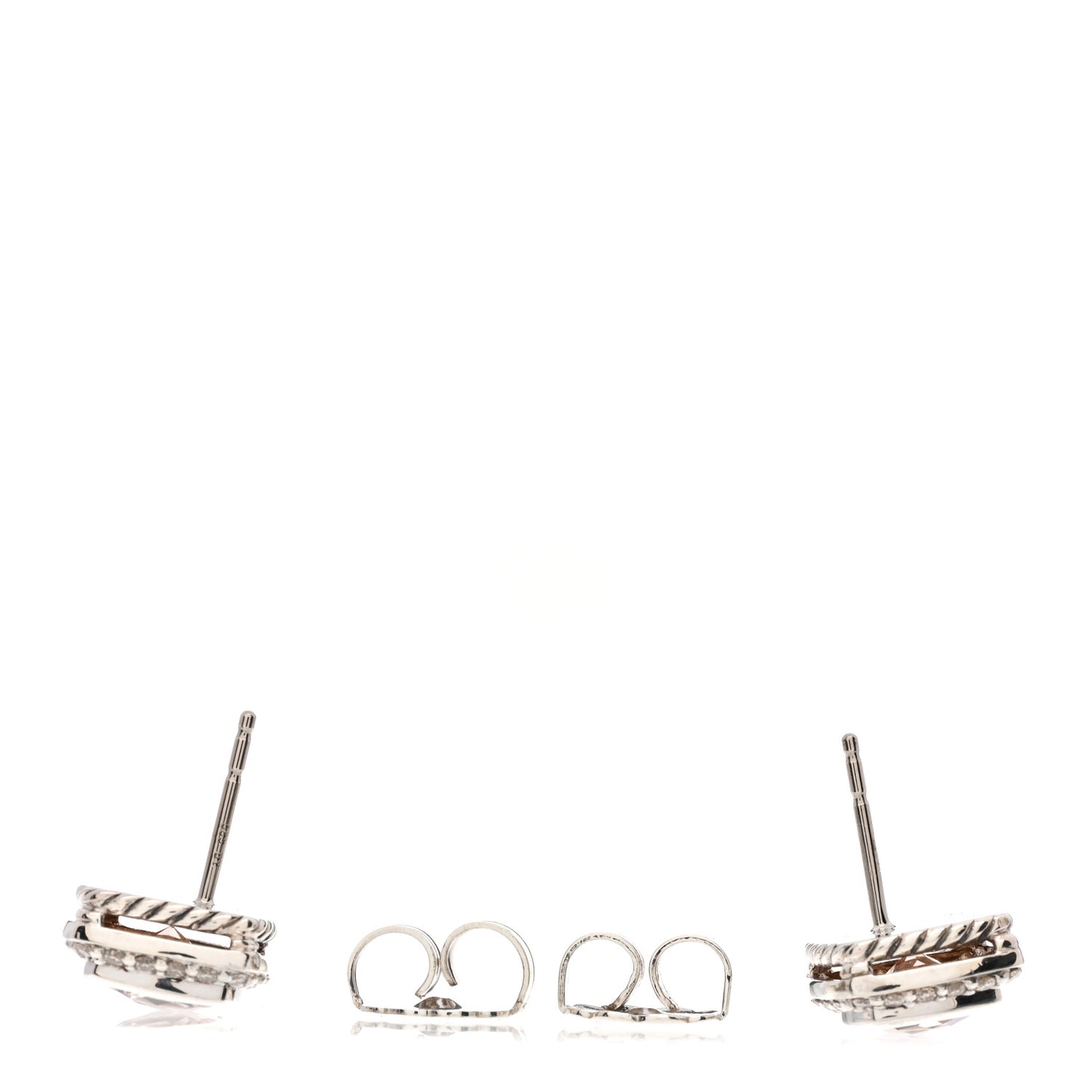 Sterling Silver Diamond Morganite 7mm Petite Albion Earrings