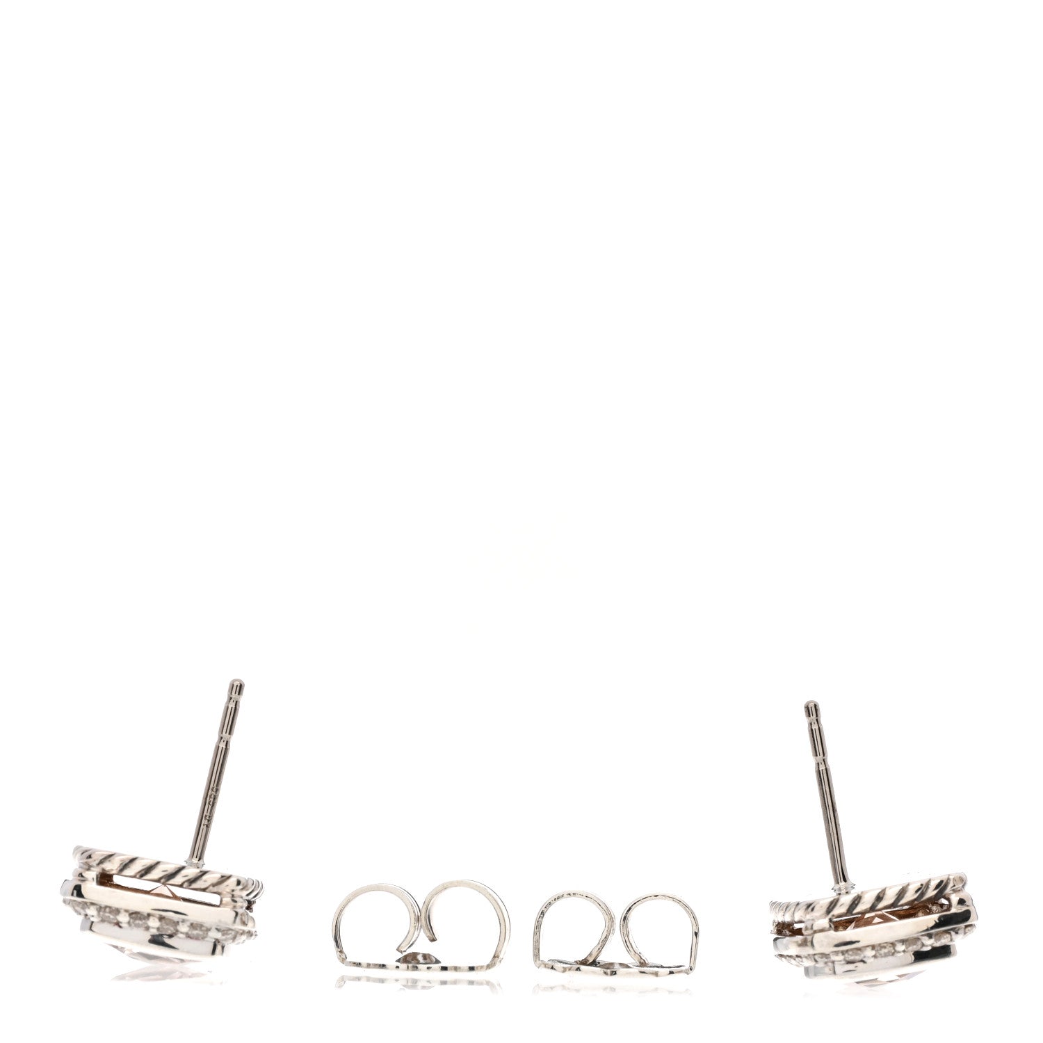 David Yurman Sterling Silver Diamond Morganite 7mm Petite Albion Earrings 3 of 4
