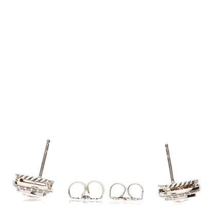 David Yurman Sterling Silver Diamond Morganite 7mm Petite Albion Earrings 3 of 4