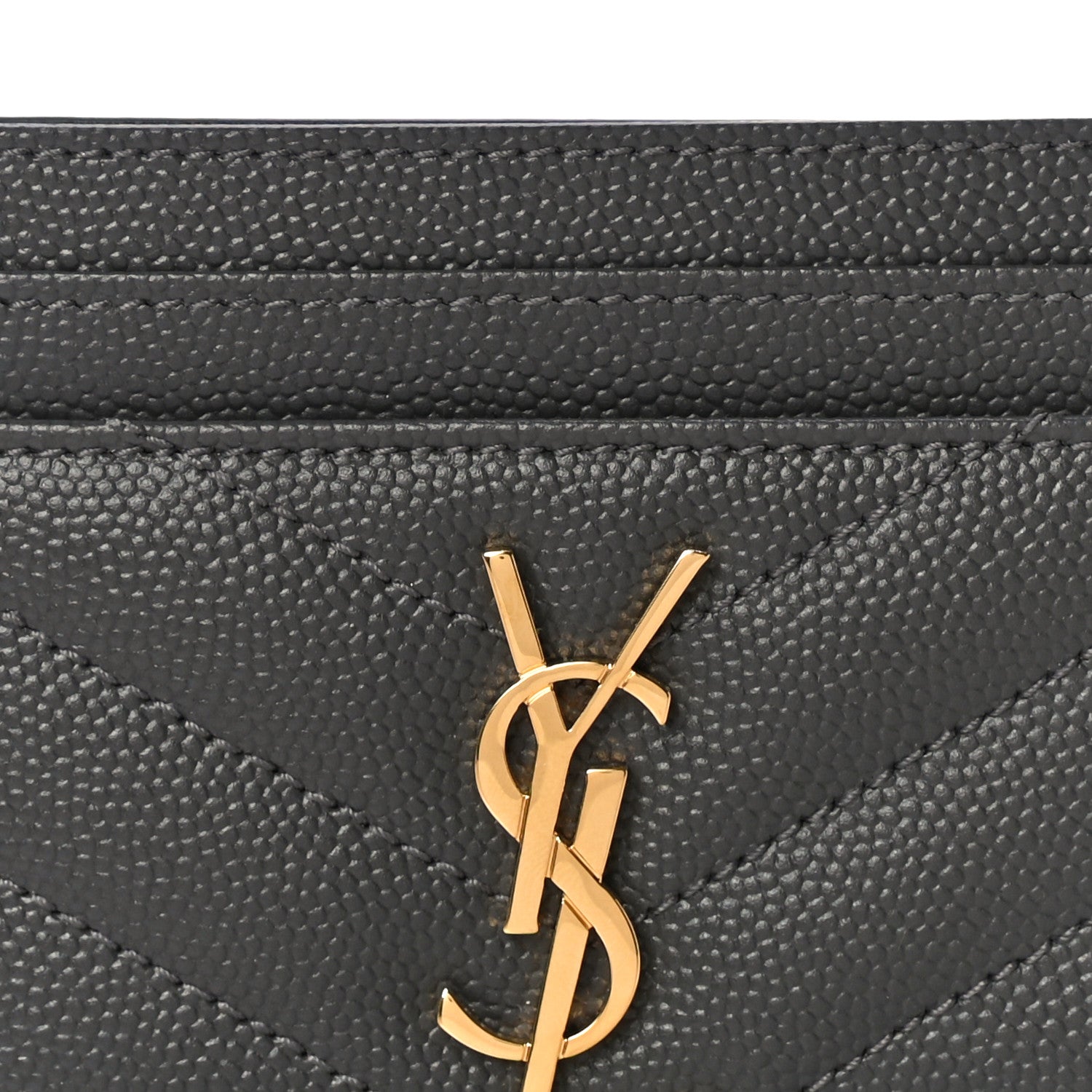 Saint Laurent Grain De Poudre Matelasse Chevron Monogram Credit Card Case Storm 8 of 10